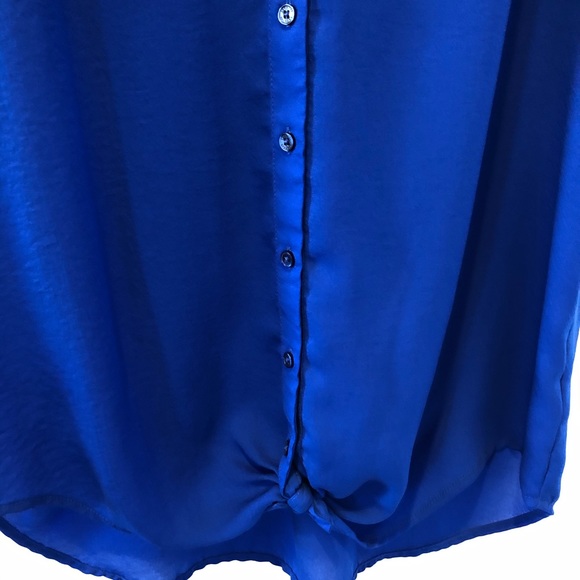 Express Blue Button Up Short Sleeve Shirt Sz Small - Picture 4 of 6